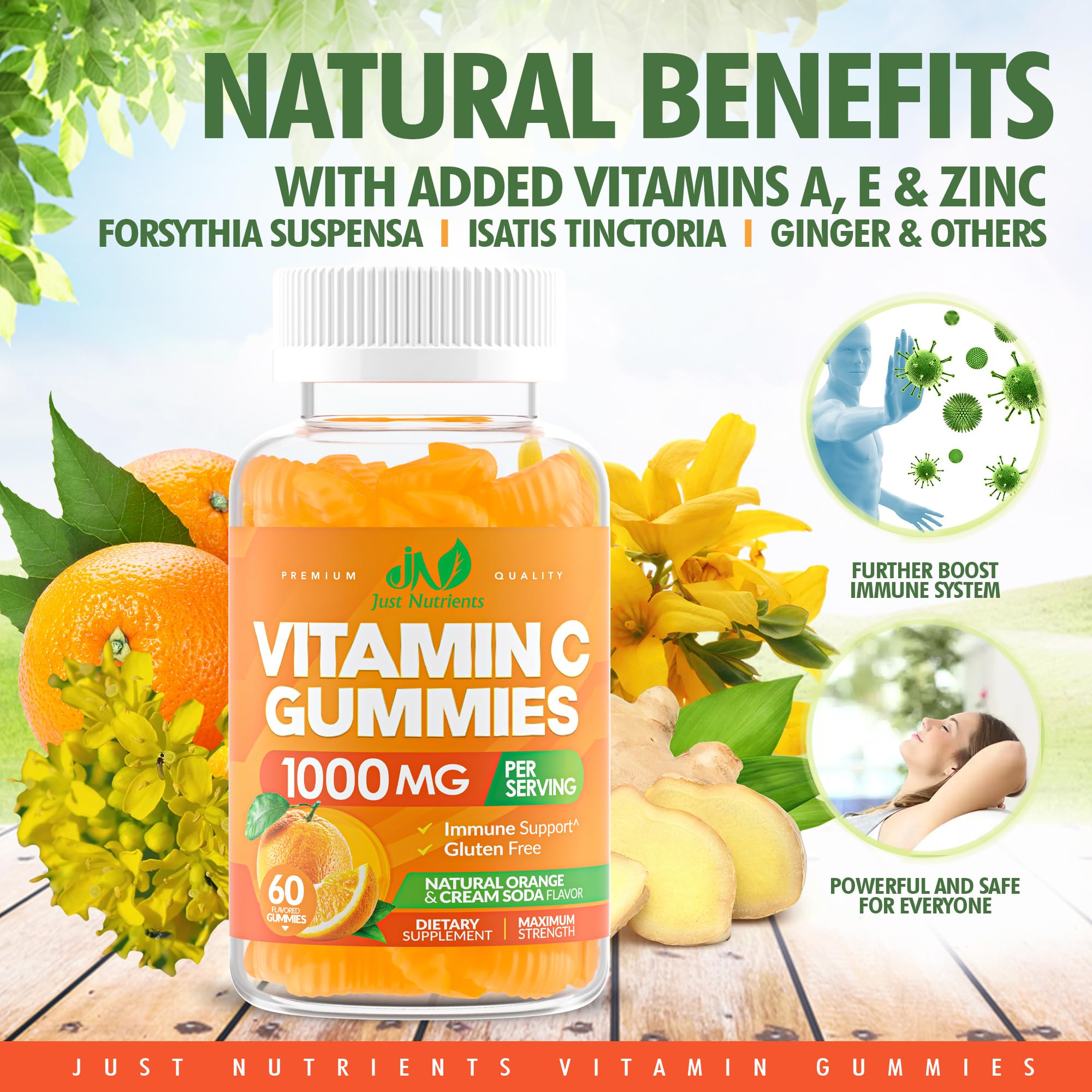 Just Nutrients lateral del empaque con tabla nutricional visible