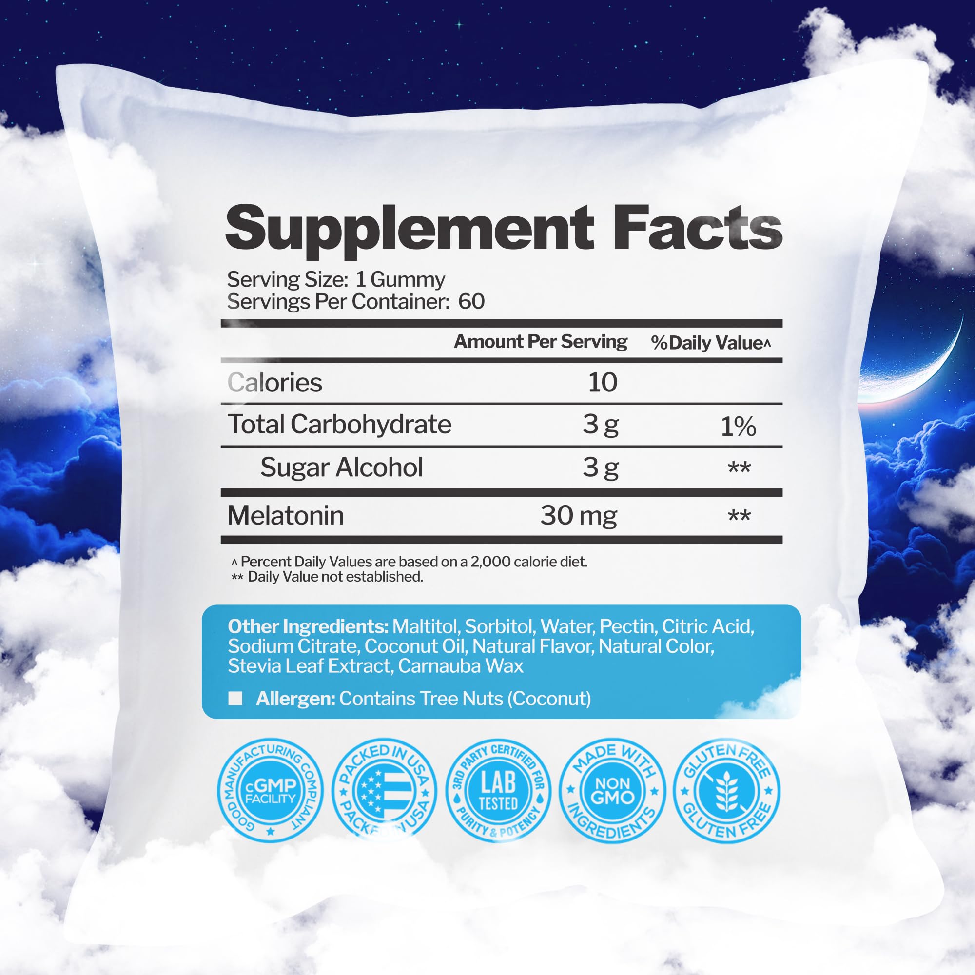 Just Nutrients etiqueta con información y beneficios de ingredientes
