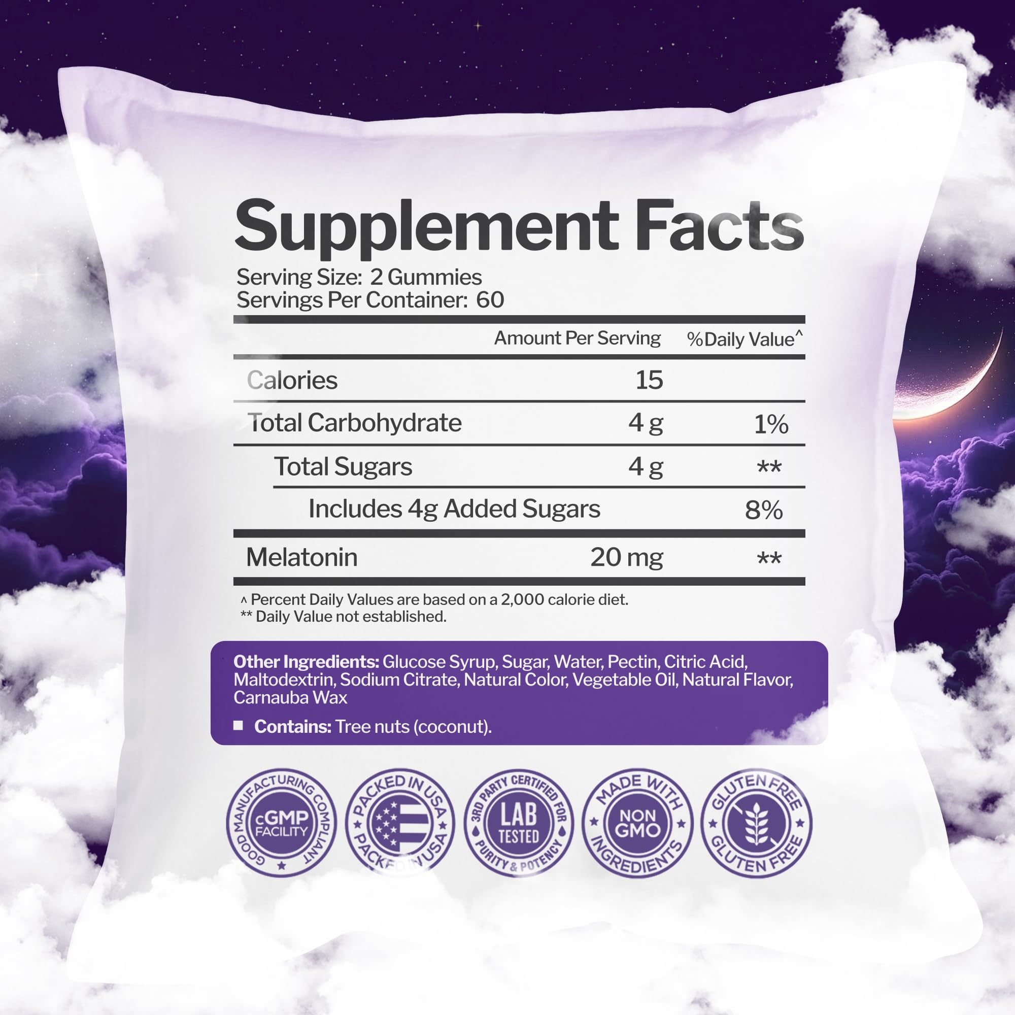 Just Nutrients etiqueta nutricional destacando ingredientes y fabricación en EE. UU.