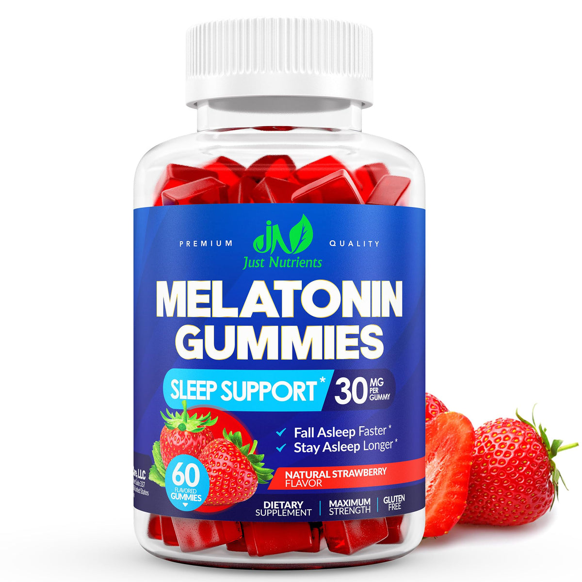 Just Nutrients gominolas frente mostrando envase y beneficio práctico