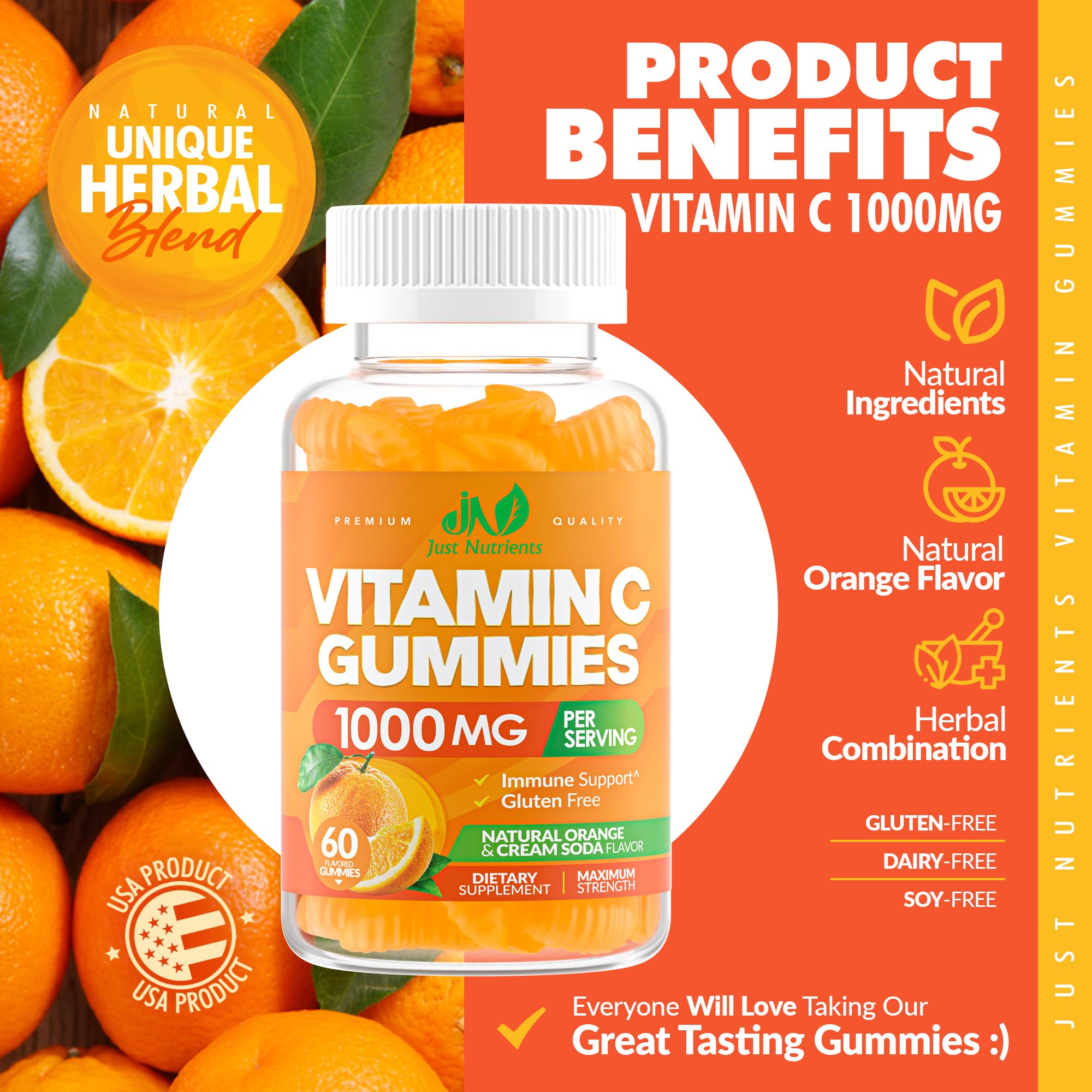 Just Nutrients primeros planos de vitaminas y extractos herbales naturales