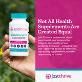 Just Thrive frasco en mesa de estilo de vida saludable, uso cotidiano