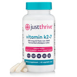 Just Thrive frasco frontal de K2-7 mostrando etiqueta clara y beneficios