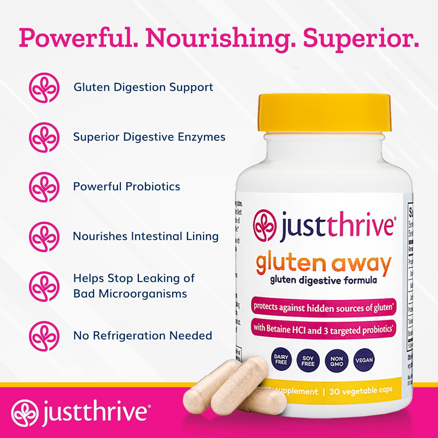 Just Thrive envase en bolso de viaje, ideal para comer fuera
