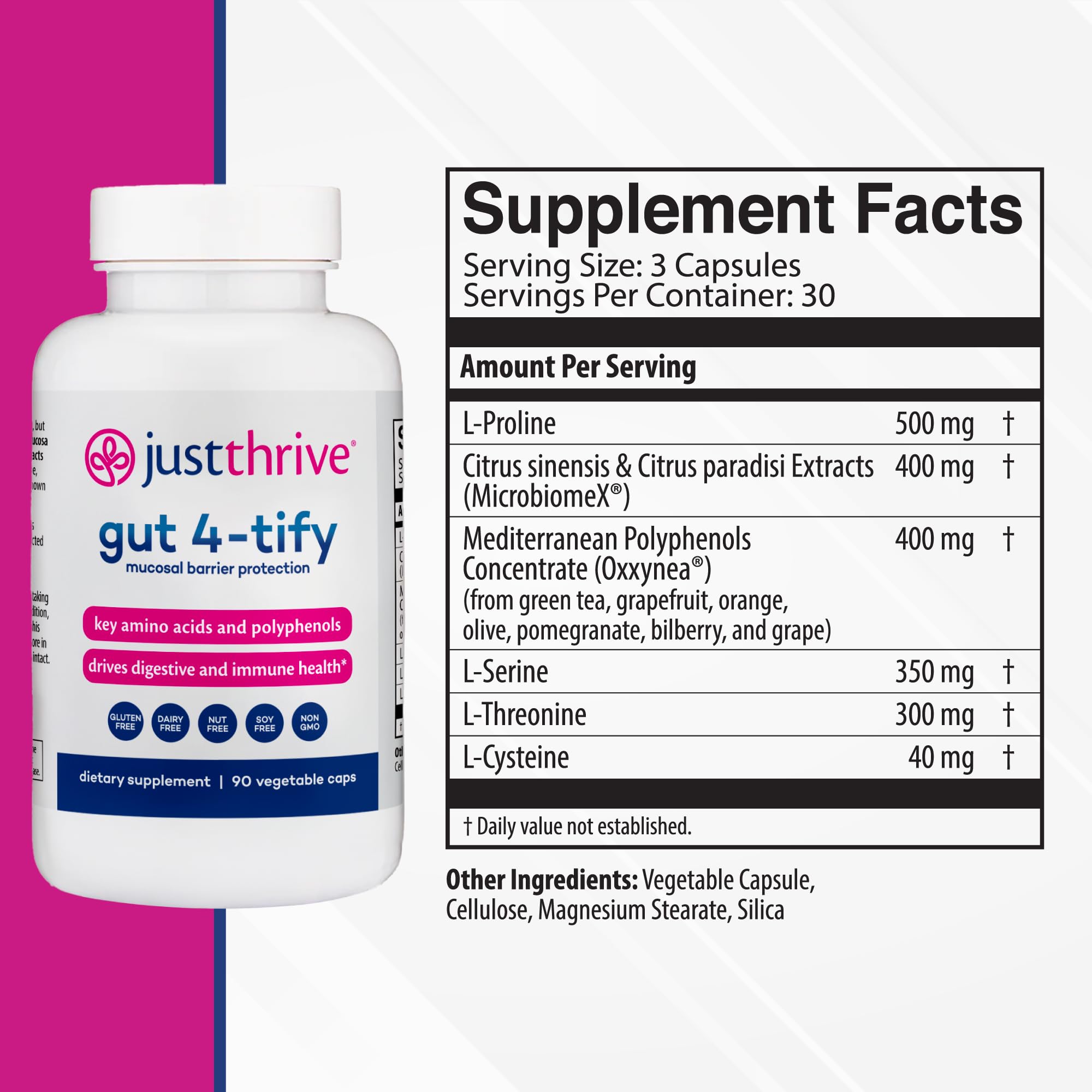 Textura del polvo de Just Thrive Gut 4-tify destacando mezcla fácil de disolver