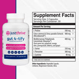 Textura del polvo de Just Thrive Gut 4-tify destacando mezcla fácil de disolver
