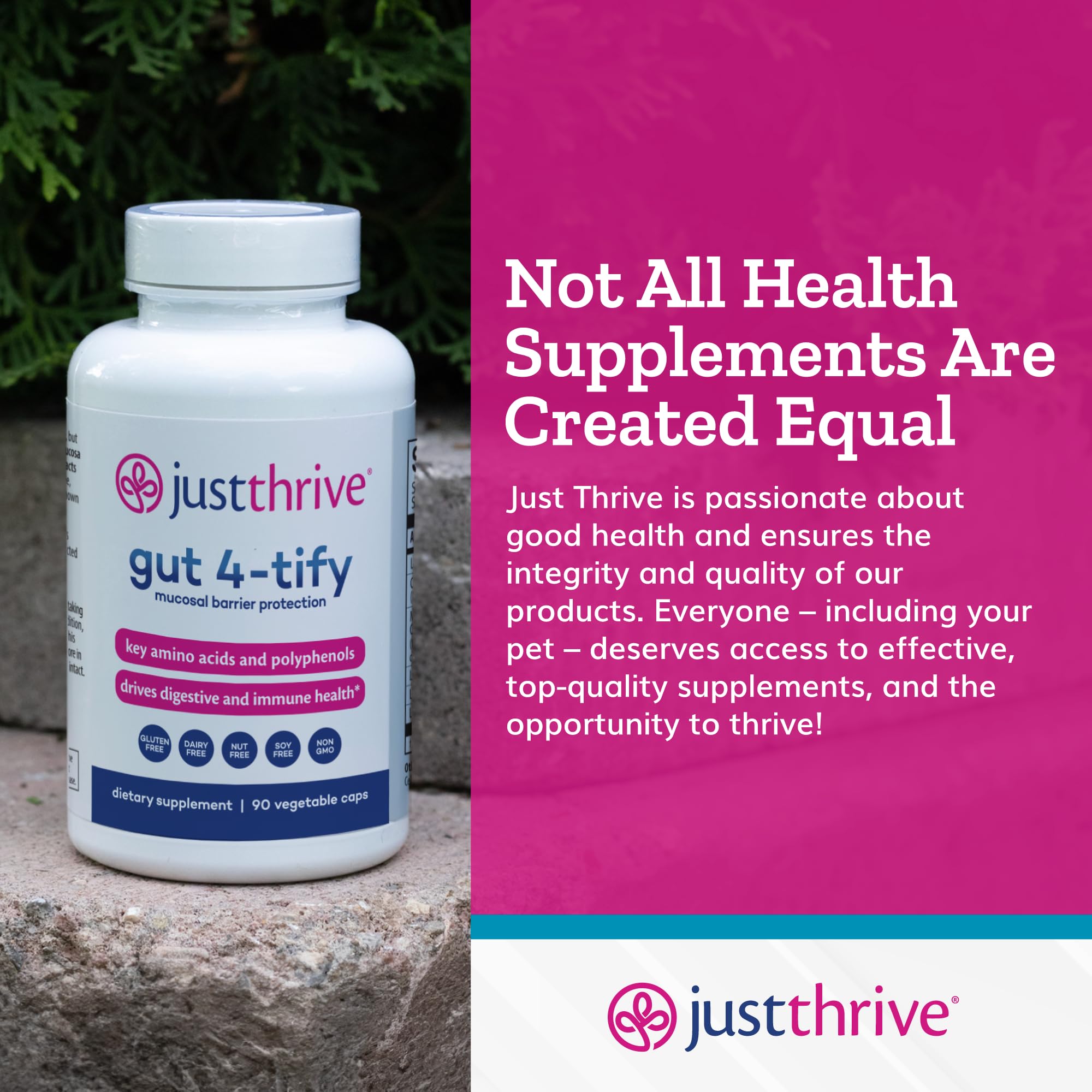 Escena de estilo de vida con Just Thrive mostrando bienestar y digestión calmada