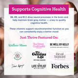 Just Thrive frasco en manos mostrando tamaño real y portableidad