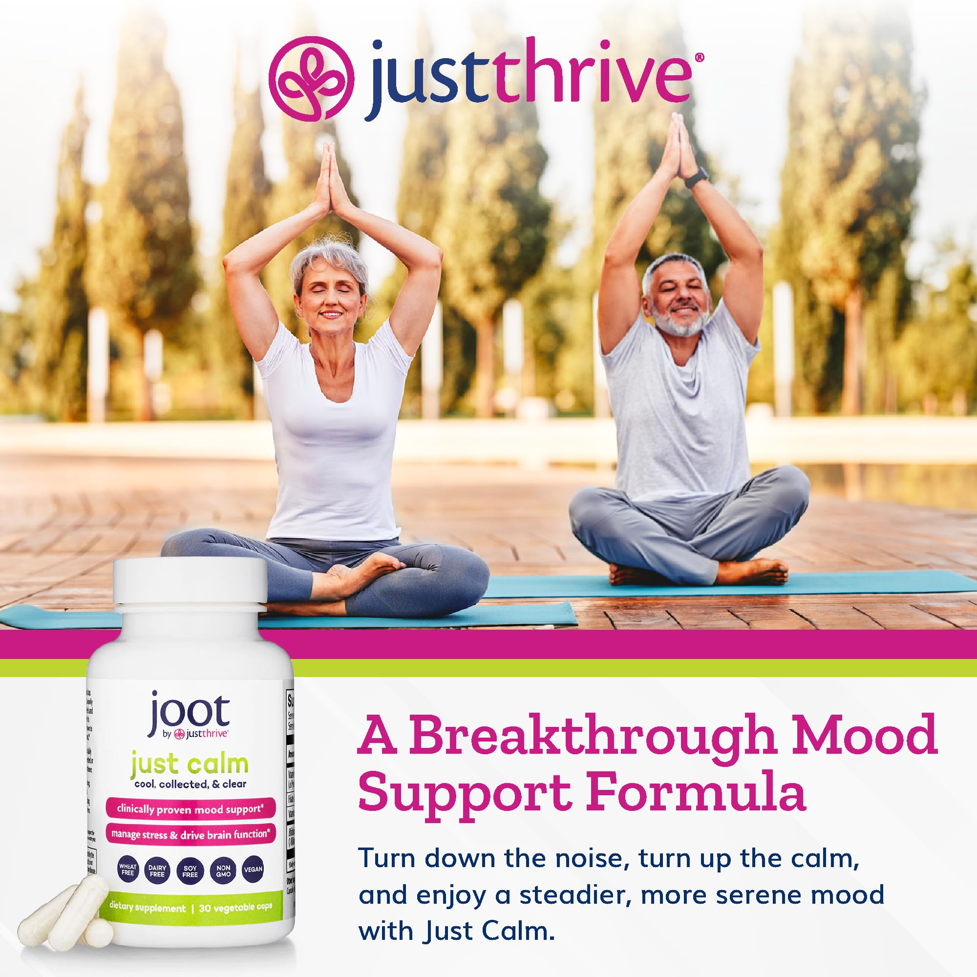 Just Thrive primer plano de textura de cápsula destacando pureza