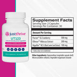 Just Thrive UT123 cápsulas fáciles de tragar en primer plano, conveniencia diaria