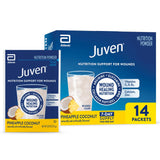 Juven empaque frontal sabor piña coco mostrando presentación práctica