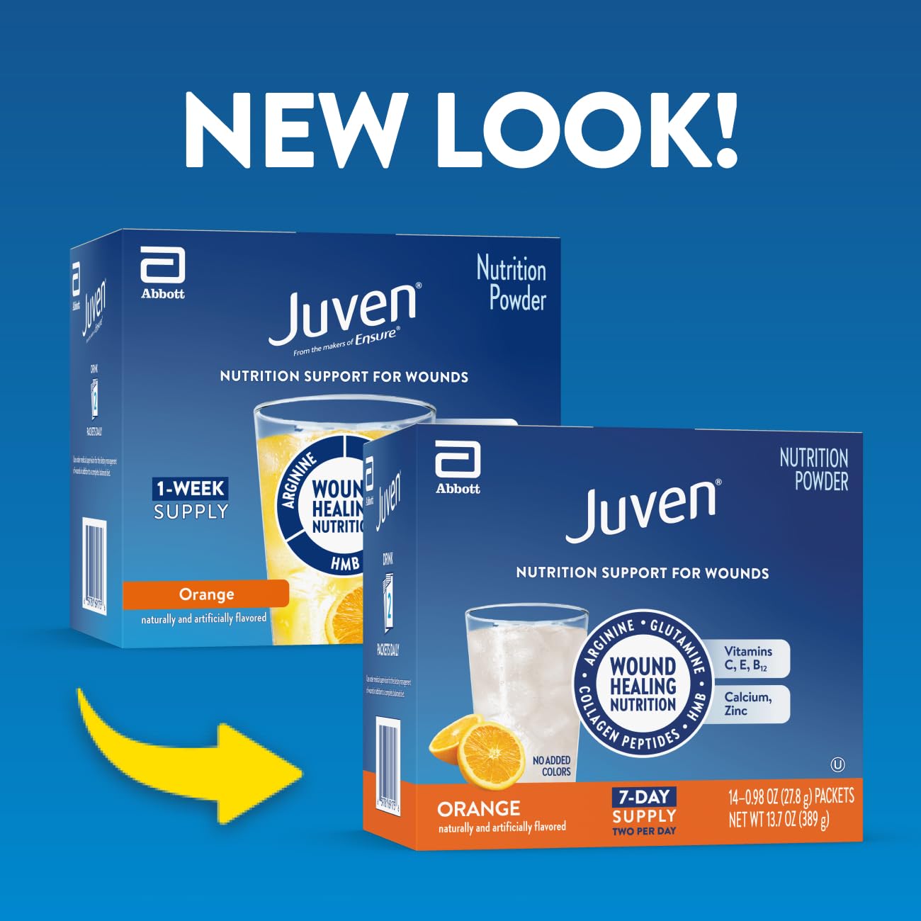 Juven sobre abierto con polvo fino para mezcla rápida y textura homogénea