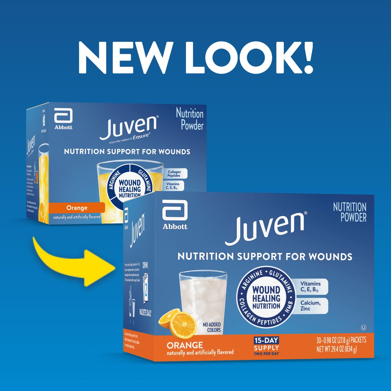 Juven sobre individual sabor naranja listo para mezclar y fácil dosificación