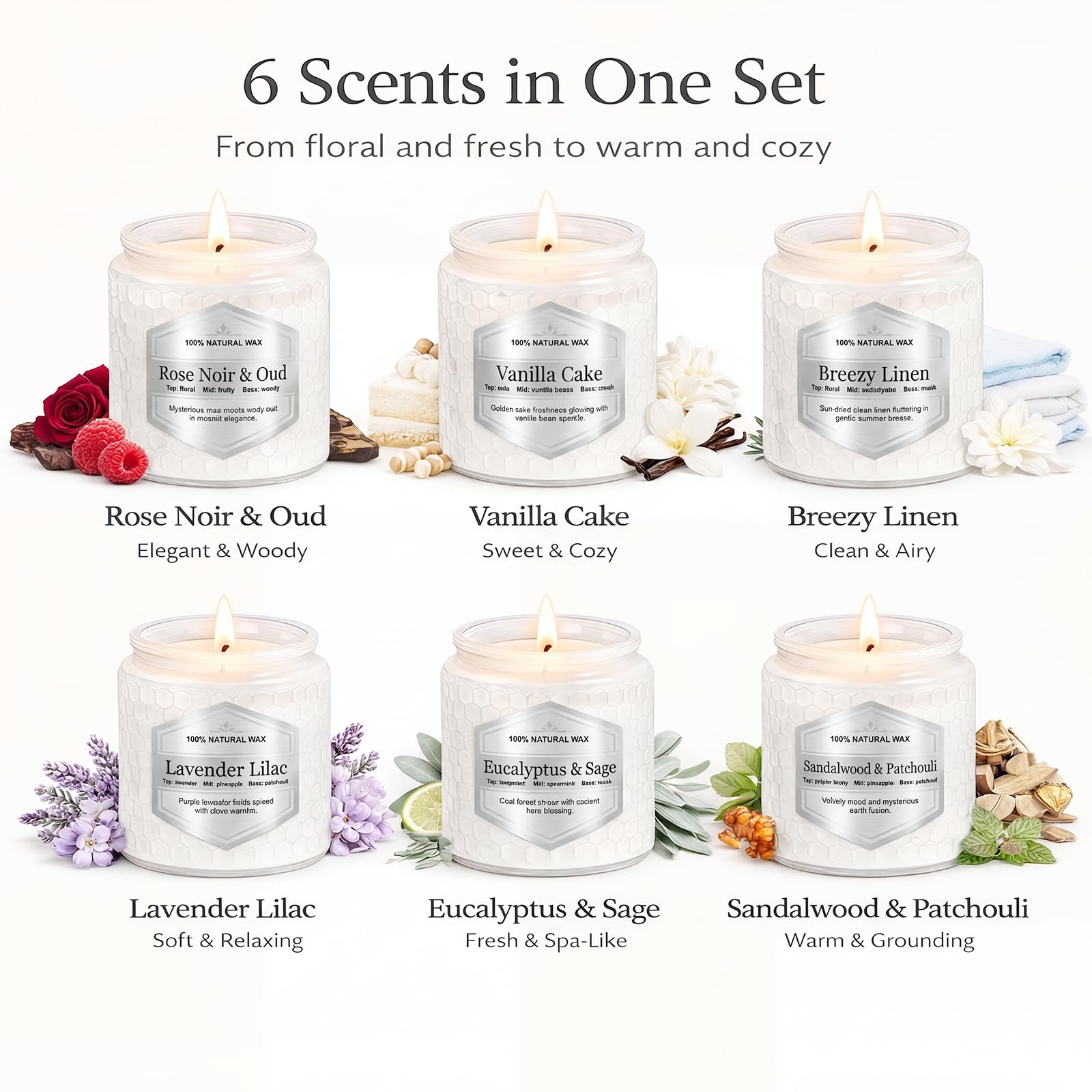 JXDLSQ conjunto de seis velas listo para regalar con variedad aromática