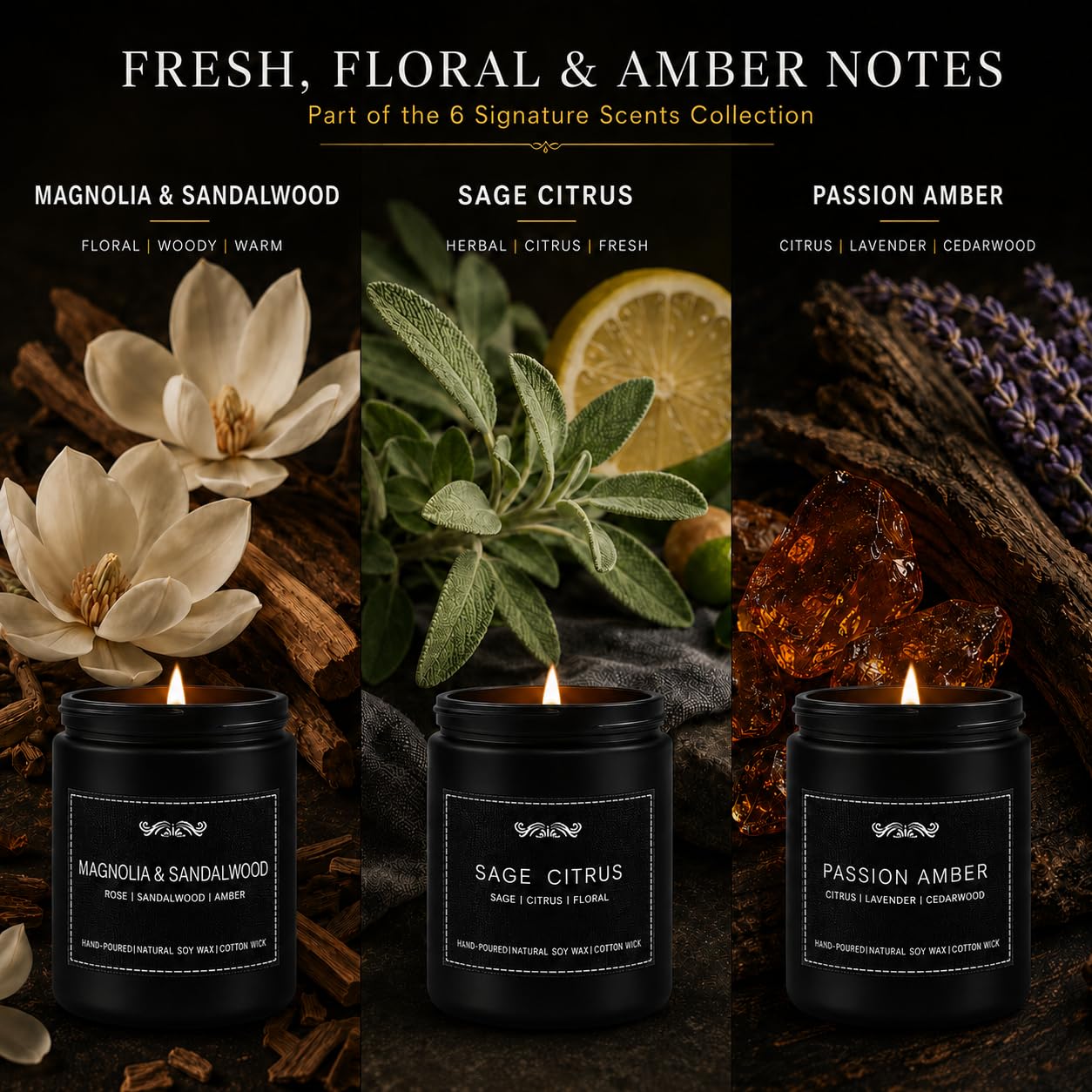 JXDLSQ etiqueta de Magnolia & Sandalwood en primer plano, detalle perfumado