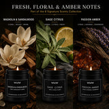 JXDLSQ etiqueta de Magnolia & Sandalwood en primer plano, detalle perfumado