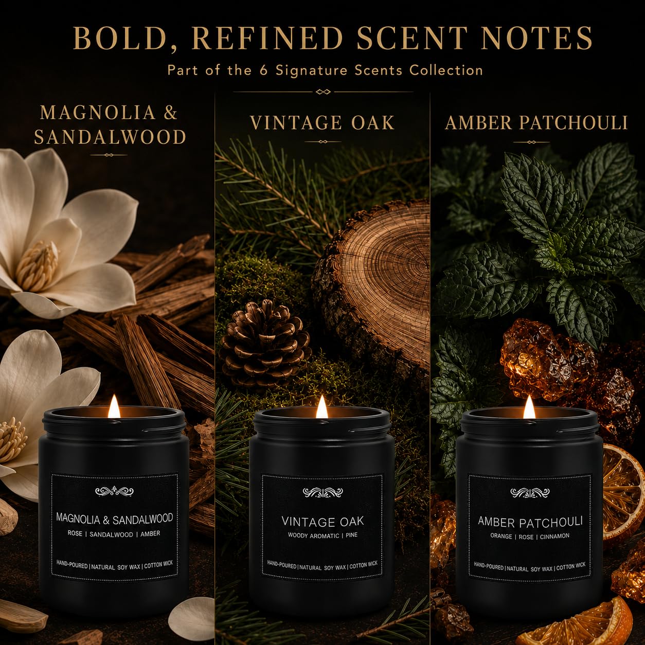 JXDLSQ vela Vintage Oak encendida creando ambiente cálido