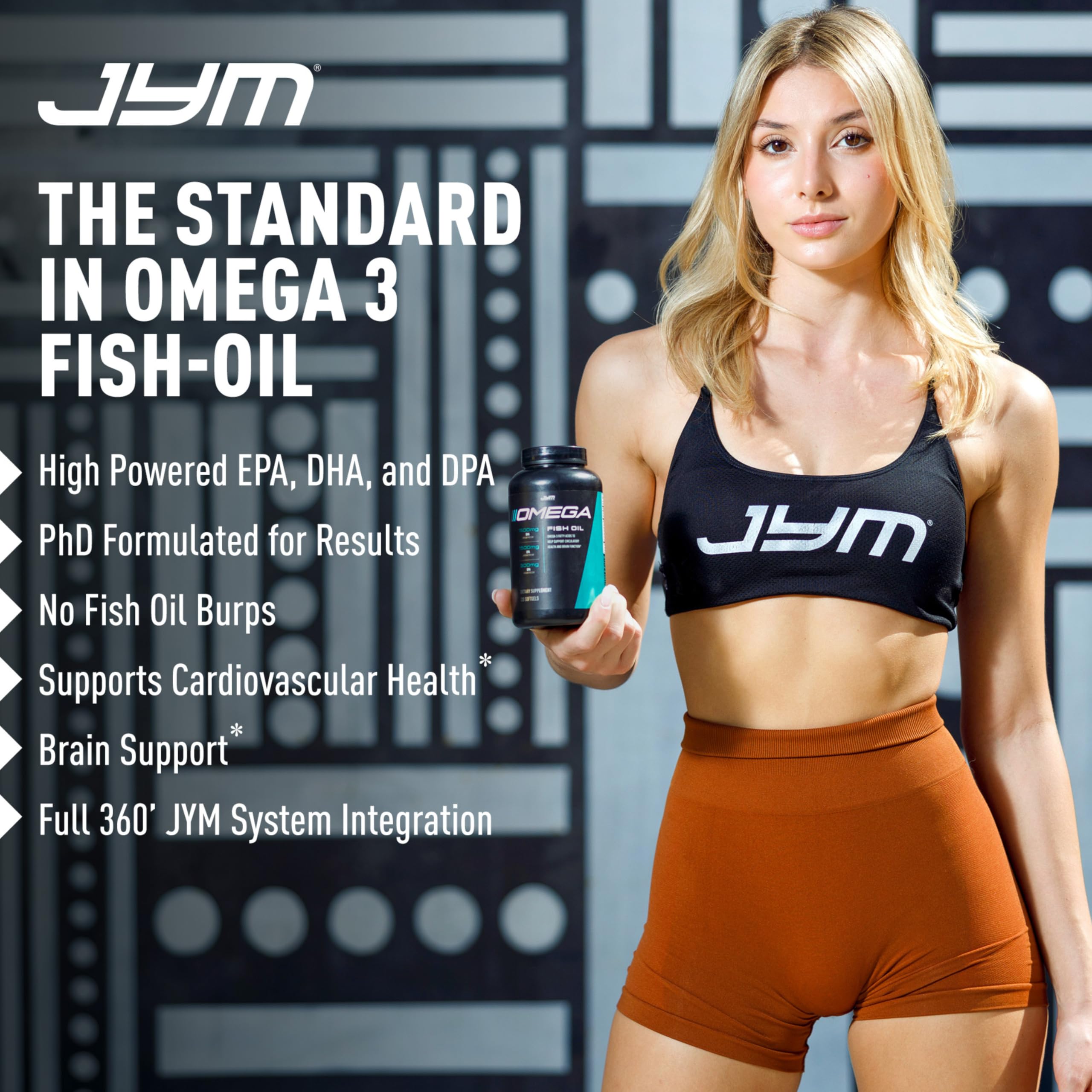 JYM Supplement Science caja completa de 120 softgels lista para uso diario