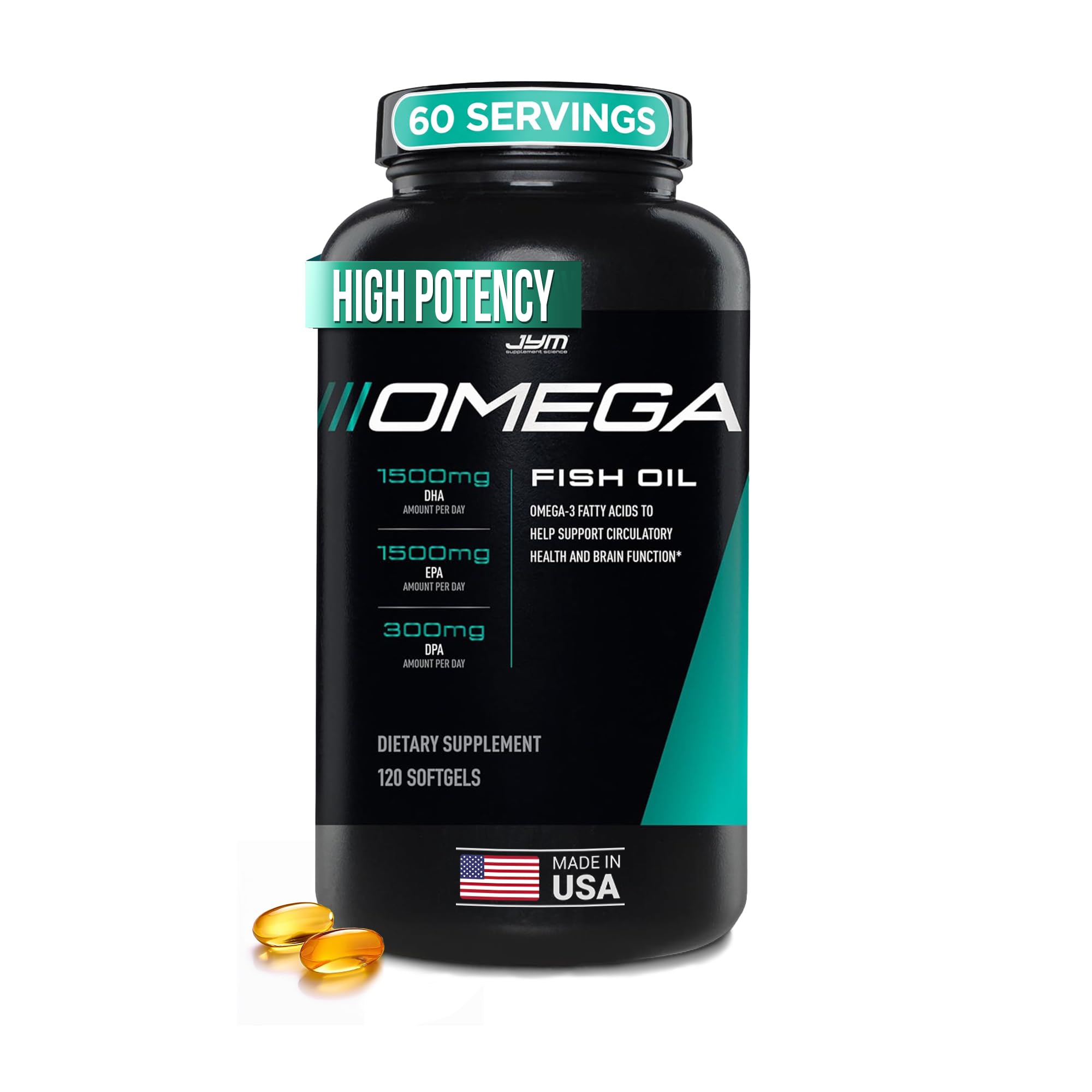 JYM Supplement Science frasco frontal mostrando 120 cápsulas y pureza