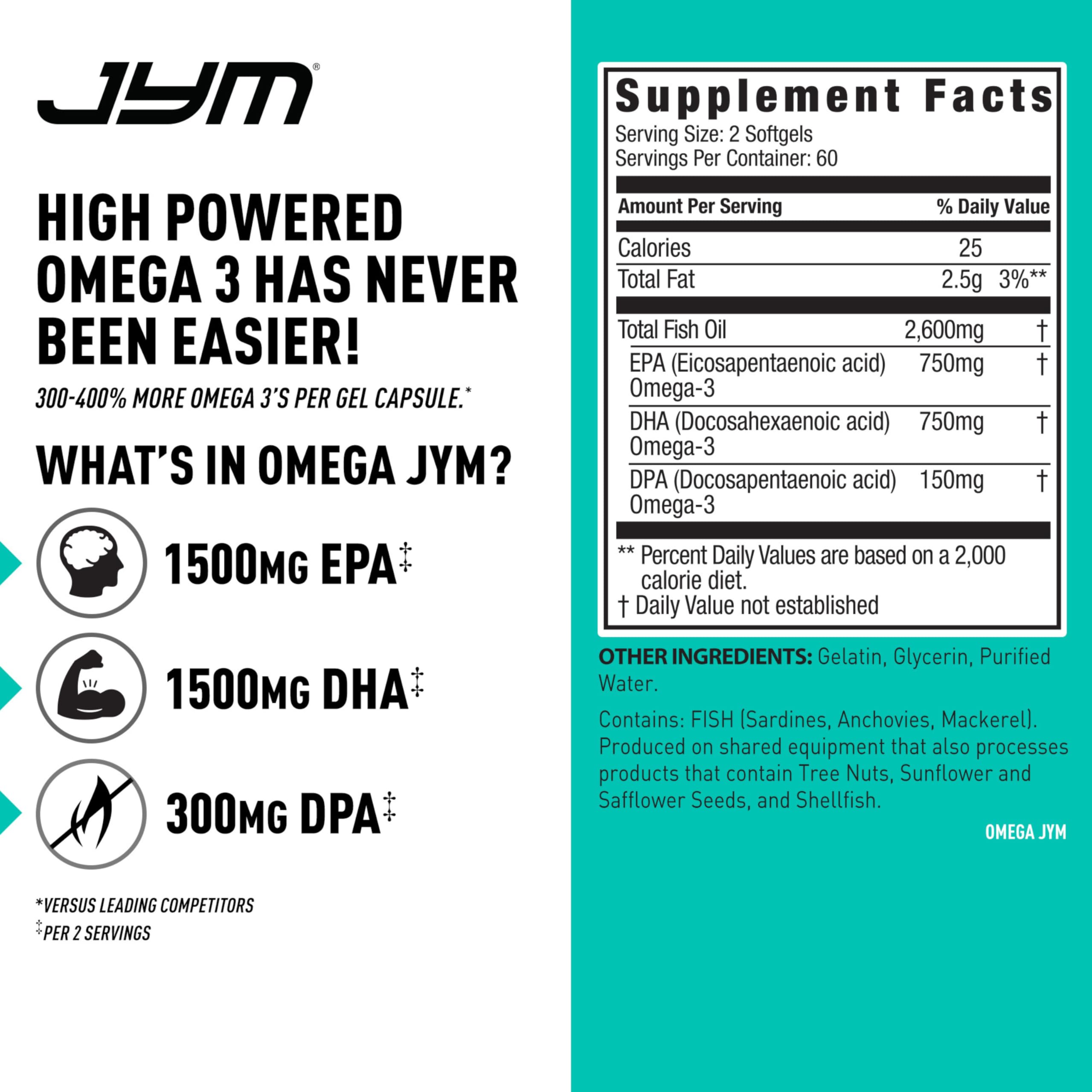 JYM Supplement Science aceite de pescado vertido destacando claridad y pureza