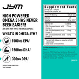 JYM Supplement Science aceite de pescado vertido destacando claridad y pureza
