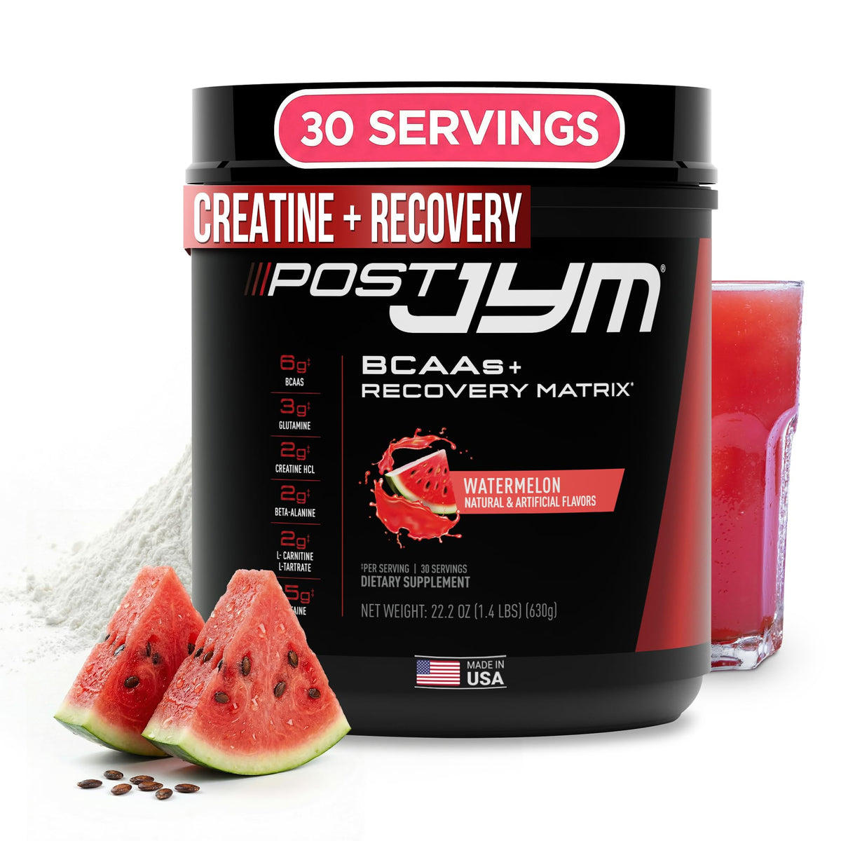 JYM Post JYM bote frontal mostrando etiqueta y beneficios visibles