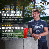 JYM Pre JYM usado antes de entrenar para energía sostenida y enfoque durante el ejercicio