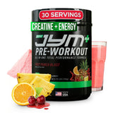 JYM Pre JYM Plus frontal del envase mostrando etiqueta y beneficio de bombeo muscular