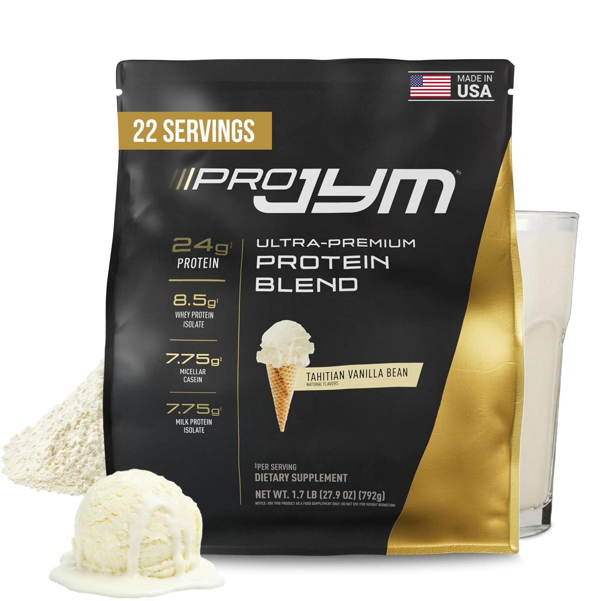 JYM Tahitian Vanilla frasco frontal mostrando etiqueta y beneficios
