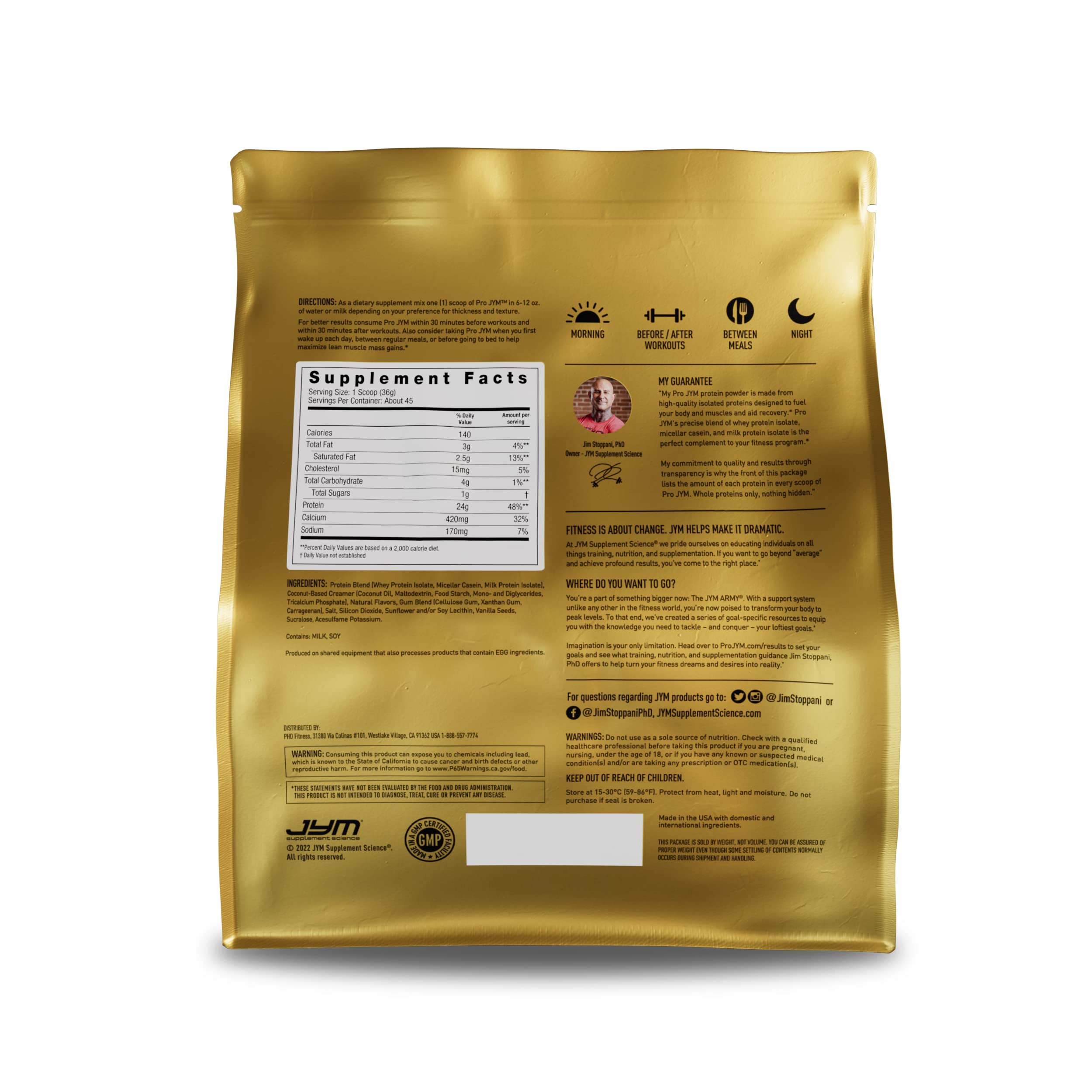 JYM Pro JYM polvo textura visible para mezcla fácil y solubilidad eficiente