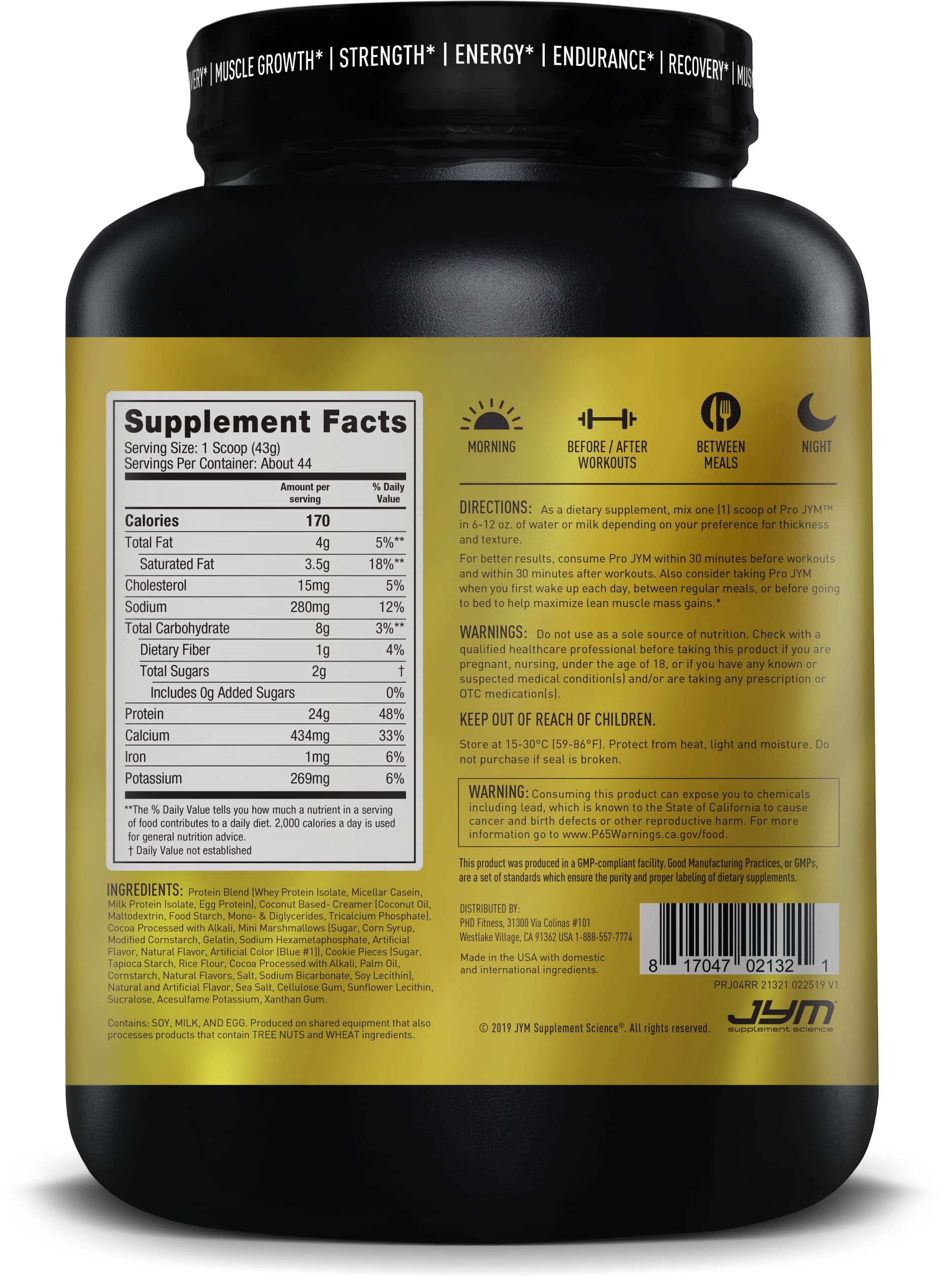 JYM Supplement Science vaso preparado listo para recuperación rápida