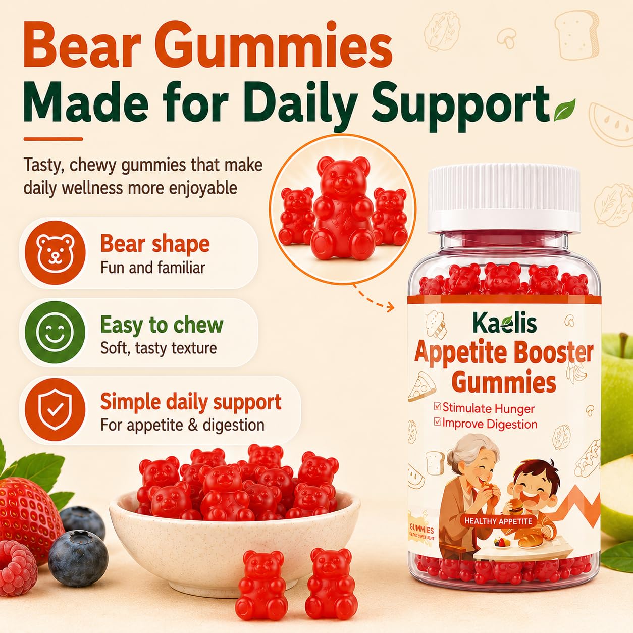 Kaelis caja del producto en mesa realzando confianza