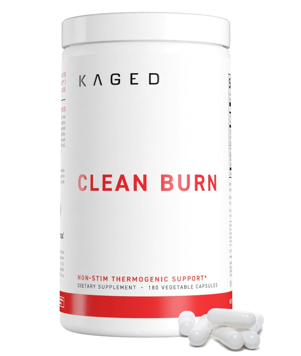 Kaged Clean Burn frontal del envase mostrando diseño y cantidad de 90 porciones