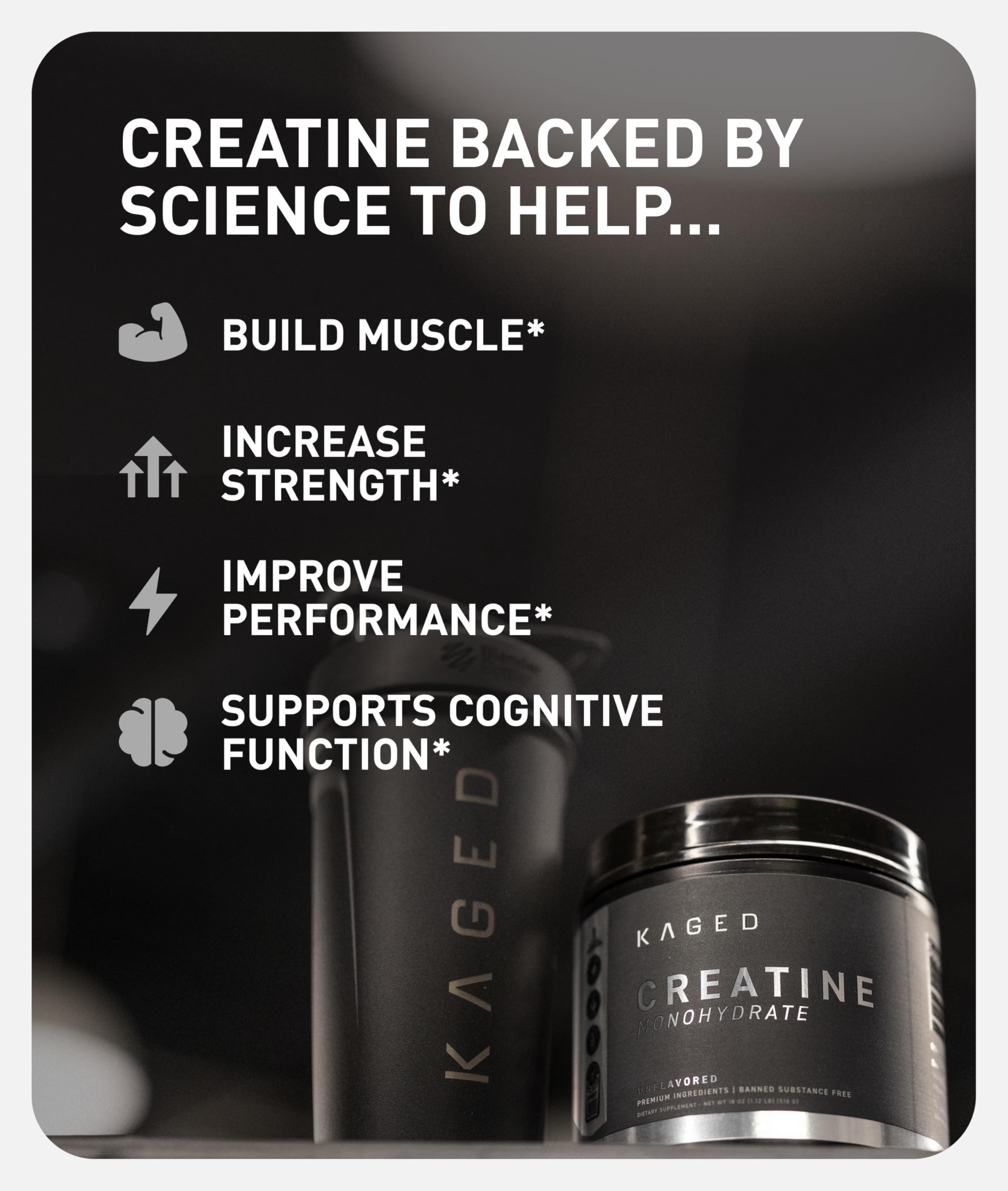 Kaged creatina disuelta en vaso lista para consumir tras entreno