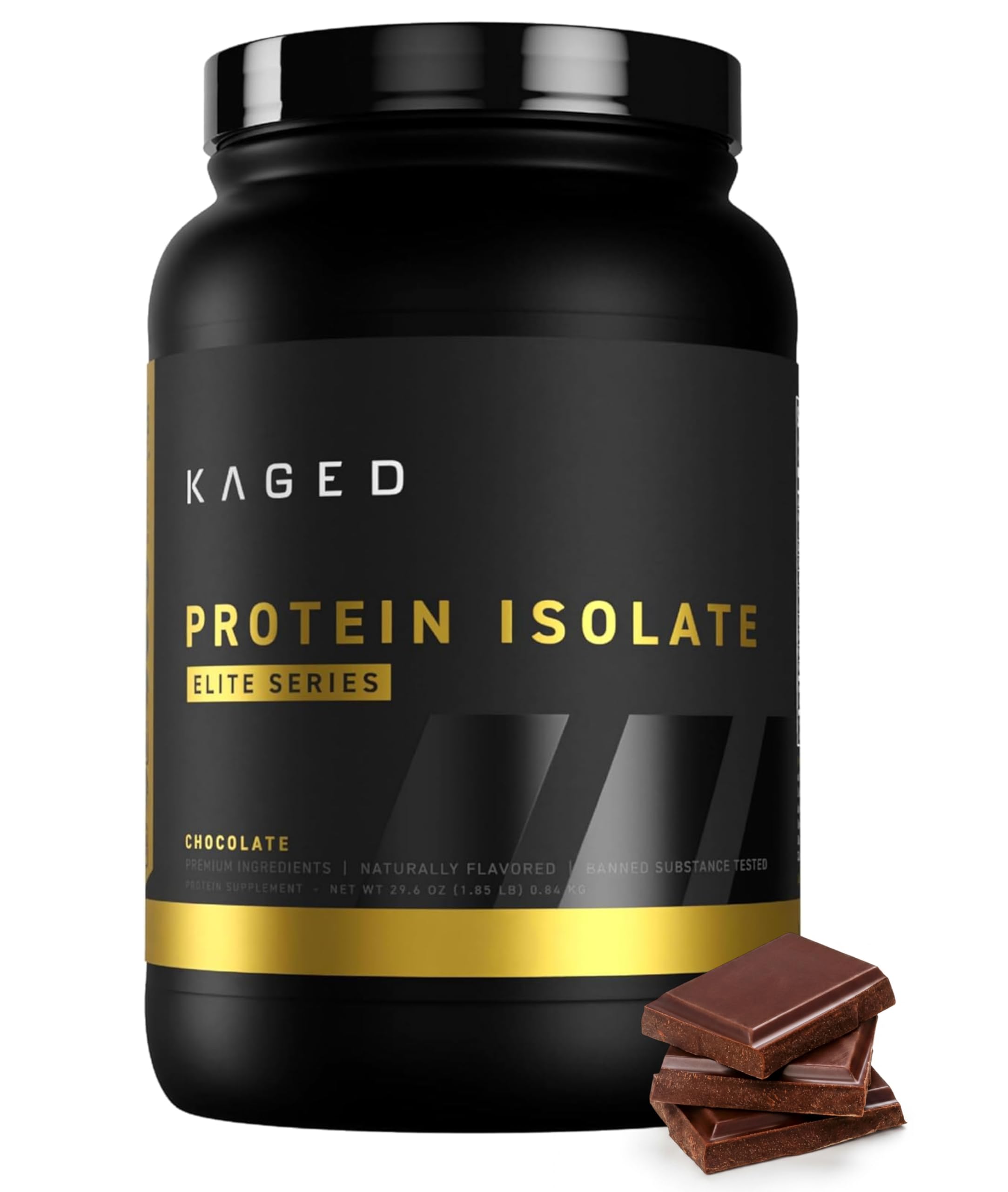 Kaged envase frontal sabor chocolate mostrando marca y claridad de producto