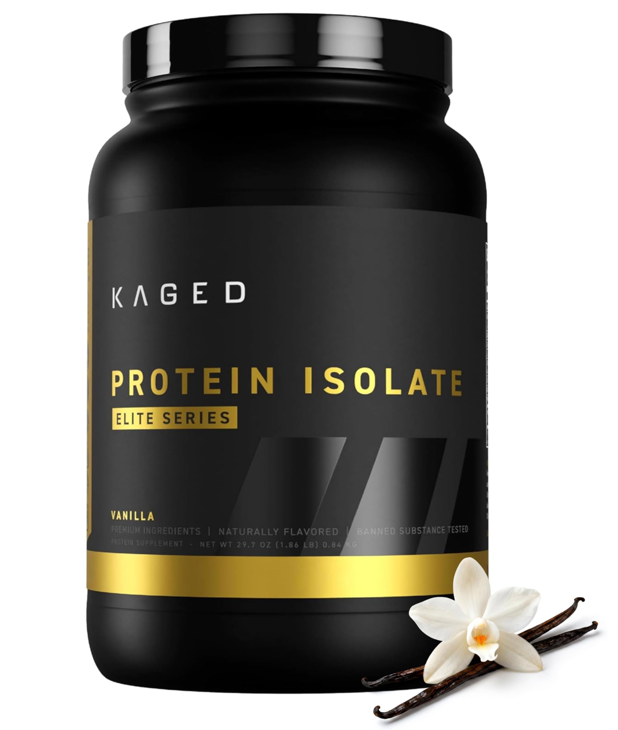 Kaged envase frontal Vainilla mostrando calidad y concentración proteica