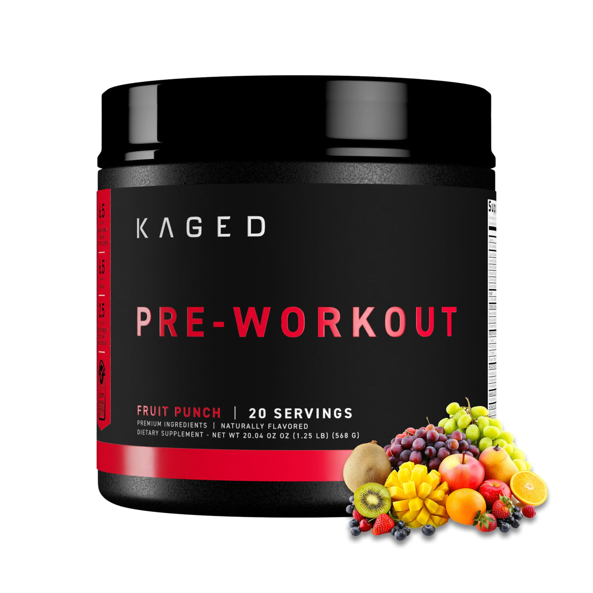 Kaged envase frontal fruit punch mostrando marca y beneficios