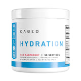 Kaged envase frontal mostrando sabor frambuesa y beneficios de hidratación