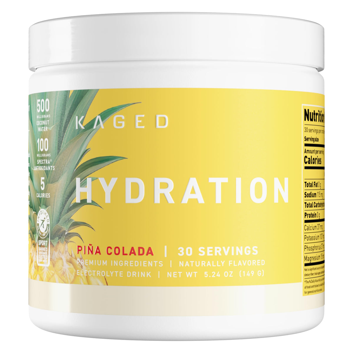 Kaged hydracharge frente del envase mostrando diseño y beneficios