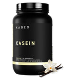 Kaged bote frontal mostrando diseño y beneficio de proteína nocturna