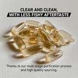 Kaged omega 3 comparación tamaño con una moneda para referencia de escala