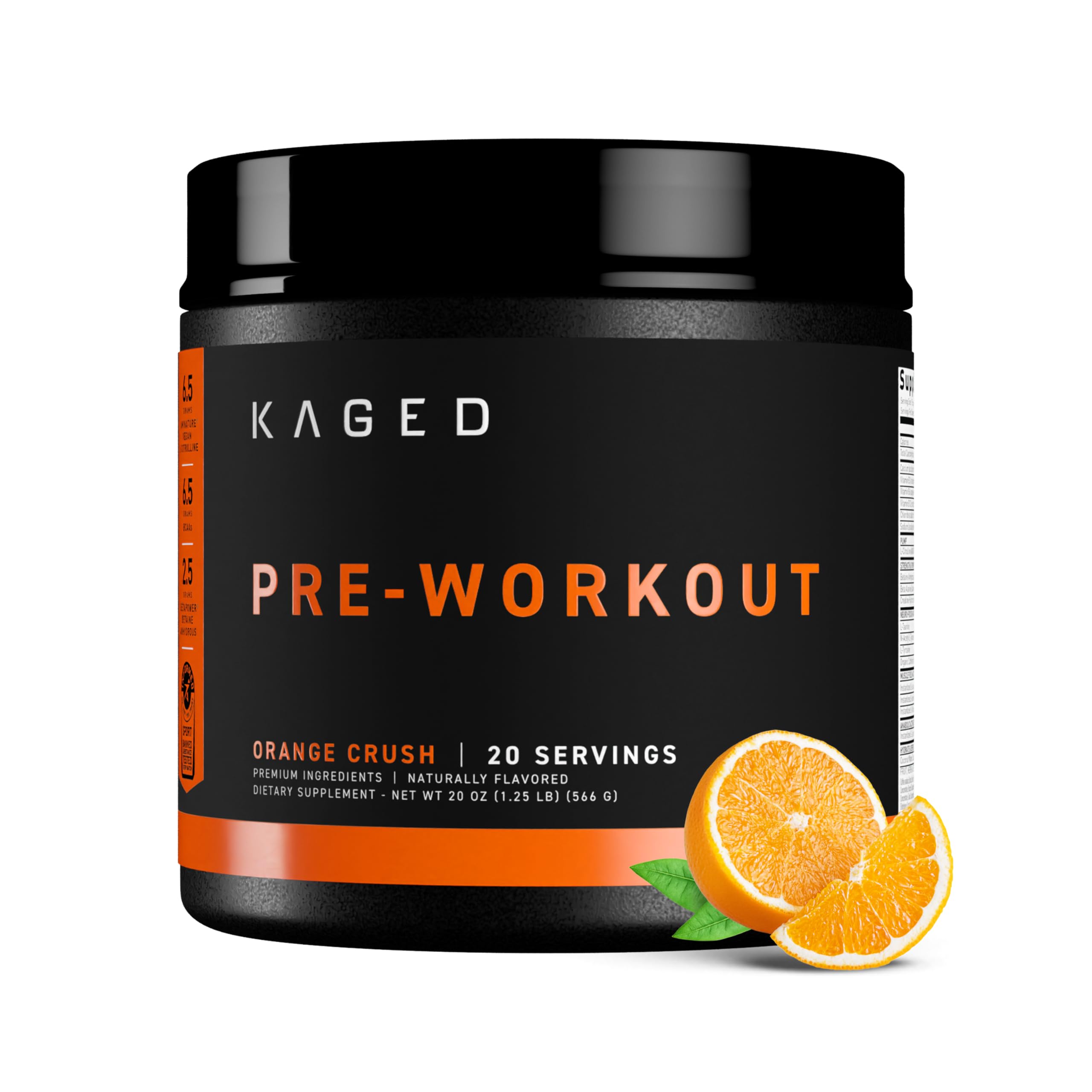 Kaged envase frontal Orange Crush mostrando diseño y claridad de ingredientes
