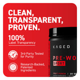 Kaged Pre Kaged Sport atleta levantando pesas mostrando soporte de rendimiento
