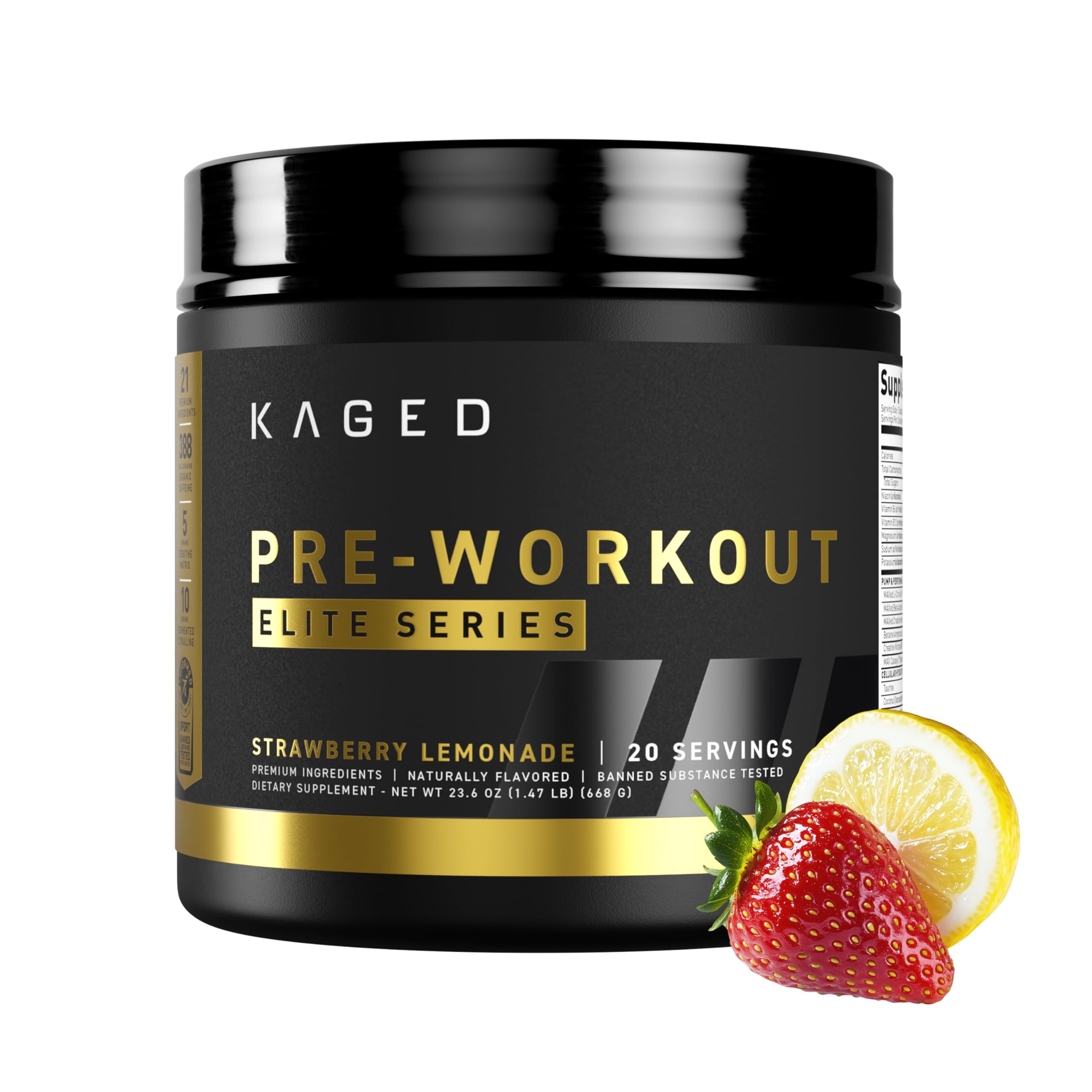 Kaged presentación frontal del envase mostrando diseño y sabor Strawberry Lemonade