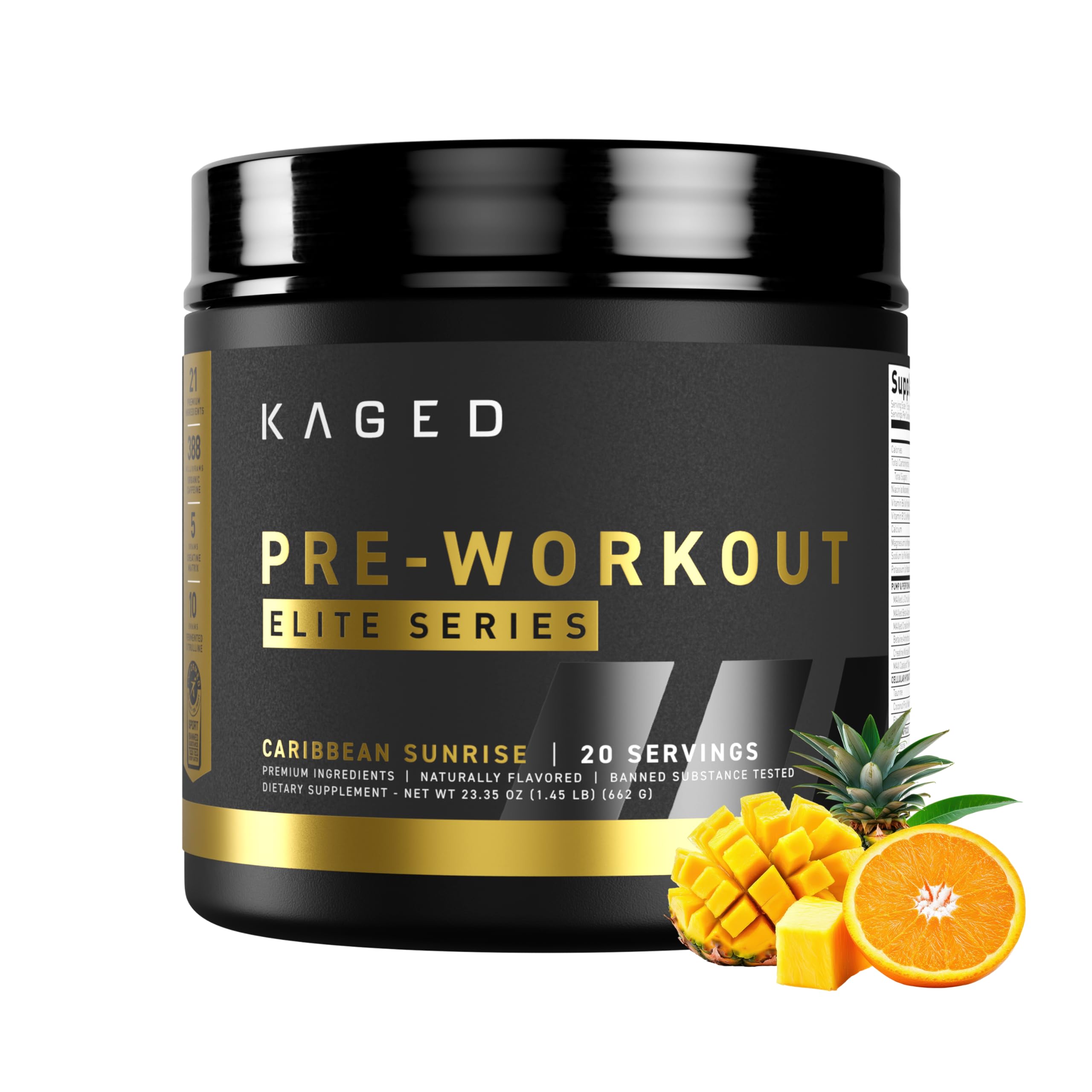 Kaged envase frontal mostrando marca y diseño, transmite confianza