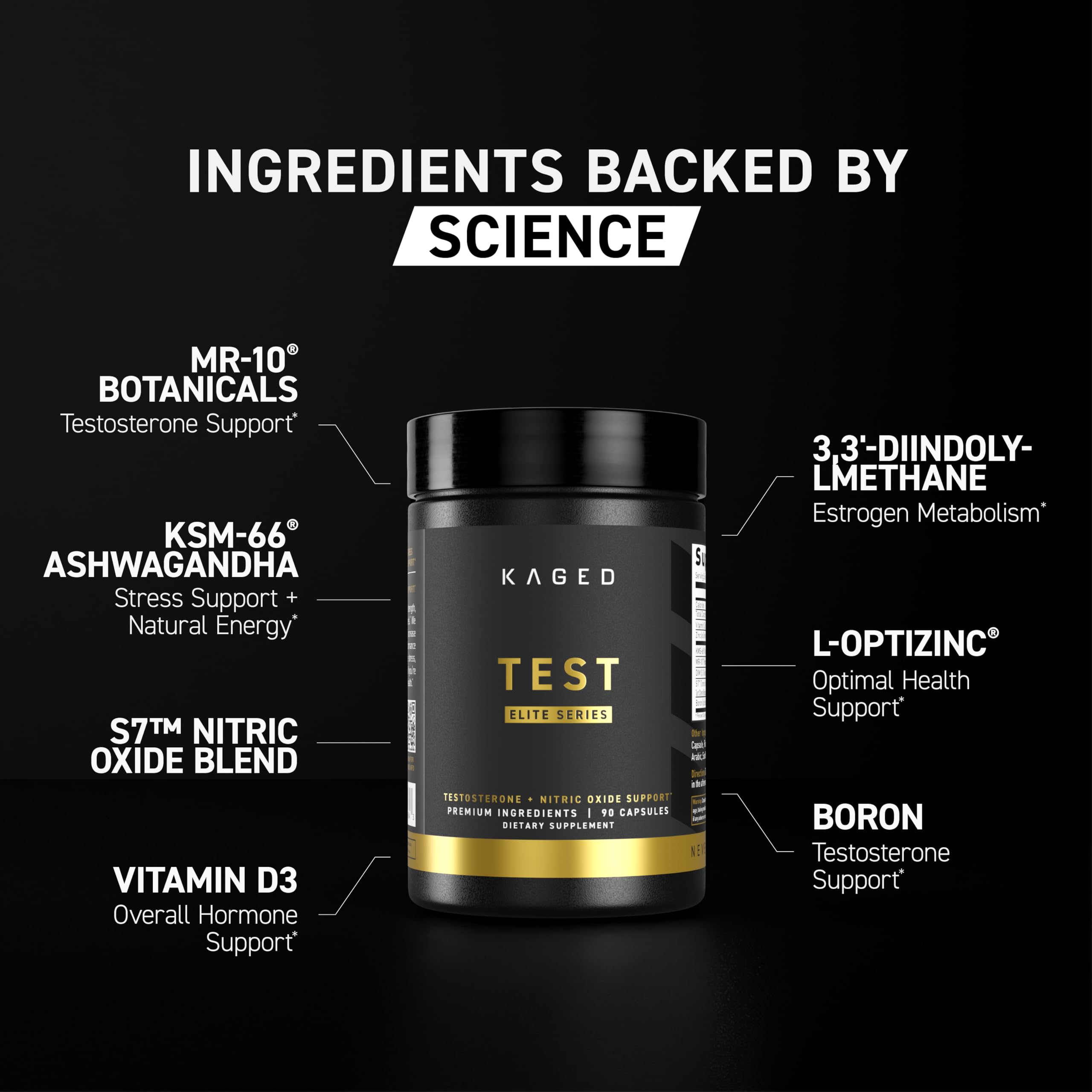 Kaged Test Elite primer plano de cápsulas para ver textura y tamaño