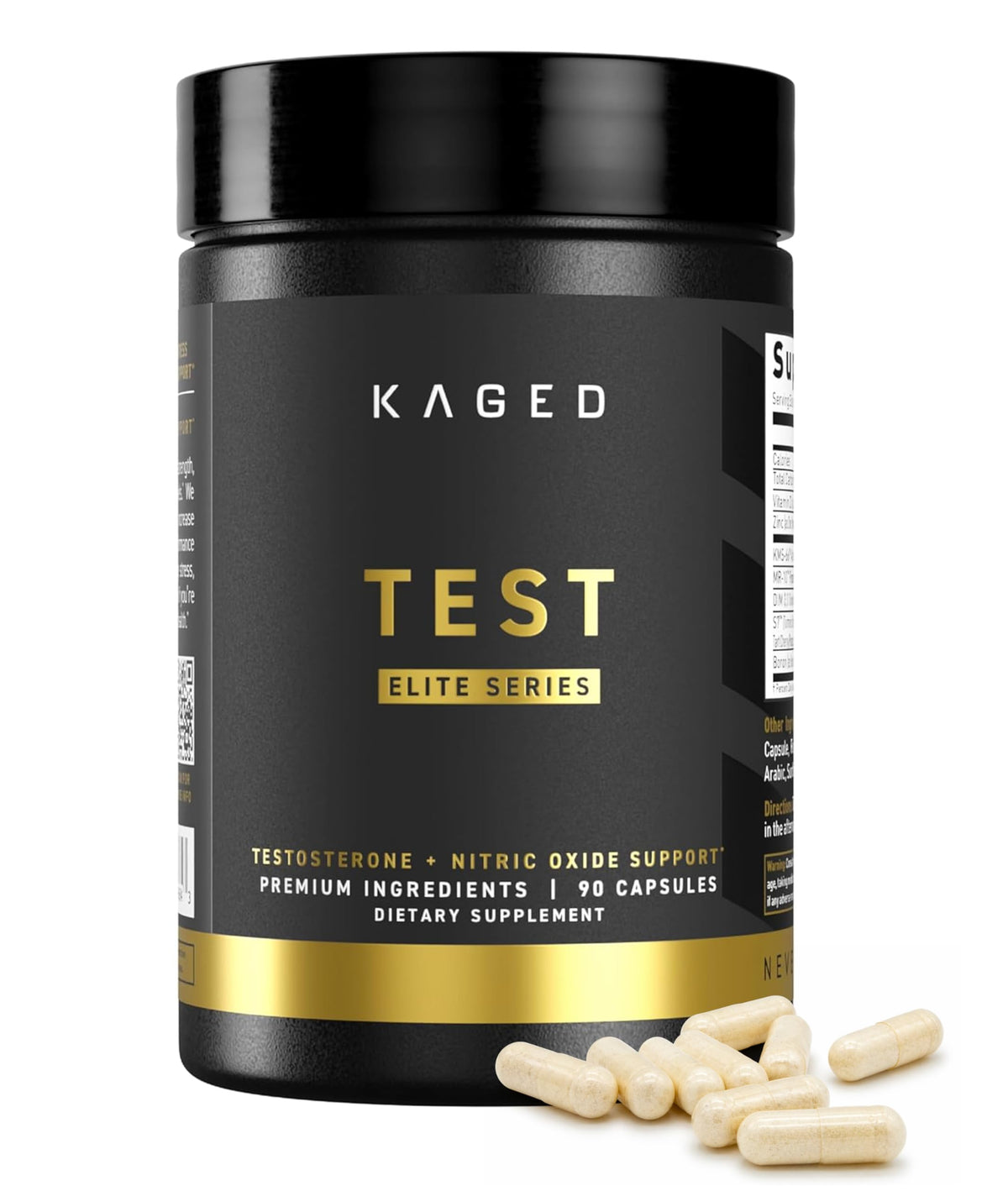 Kaged Test Elite frontal del envase mostrando la presentación y cápsulas