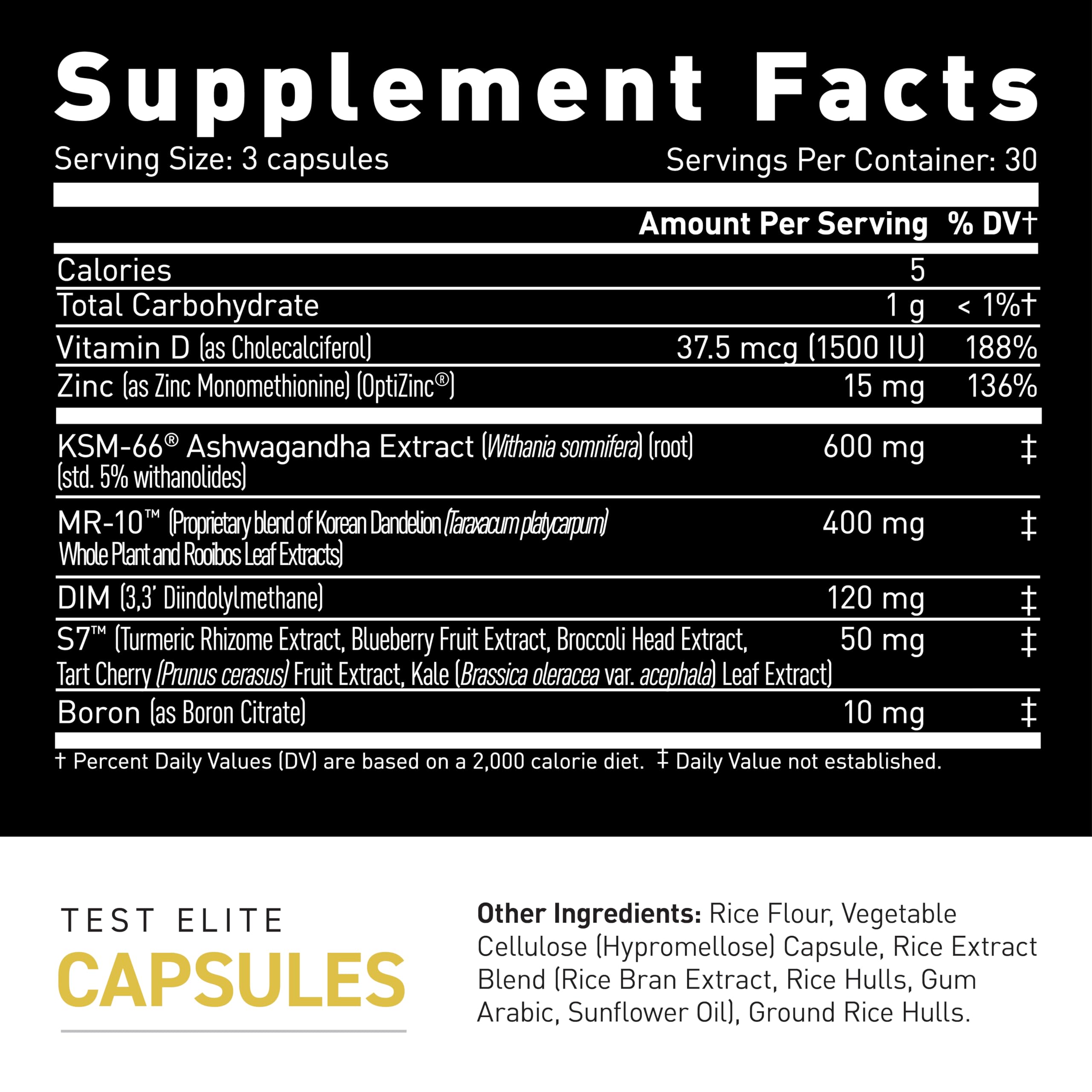 Kaged Test Elite ingredientes MR-10 y KSM-66 ilustrados, apoyo hormonal