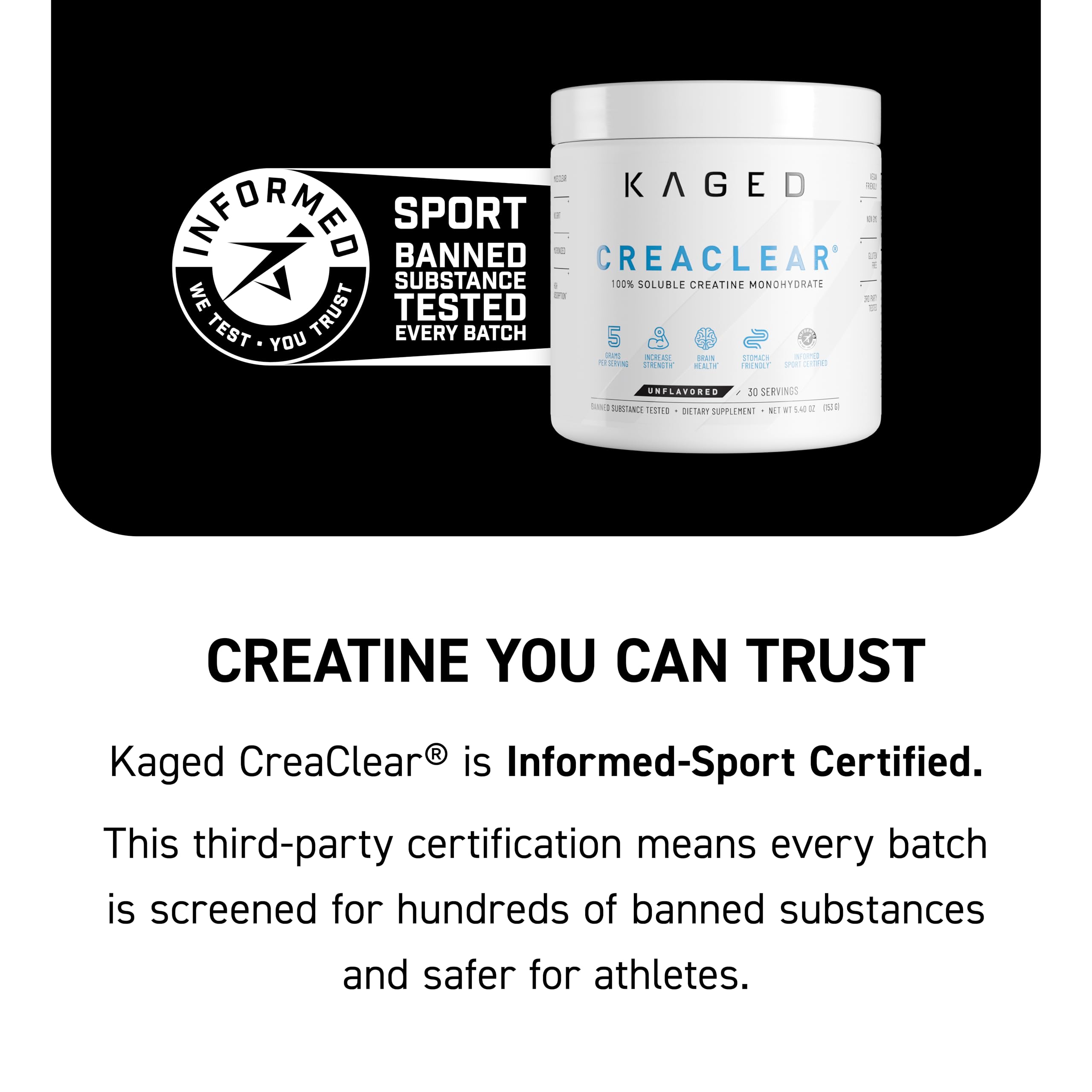 Kaged tomando creatina en vaso sin sabor durante entrenamiento