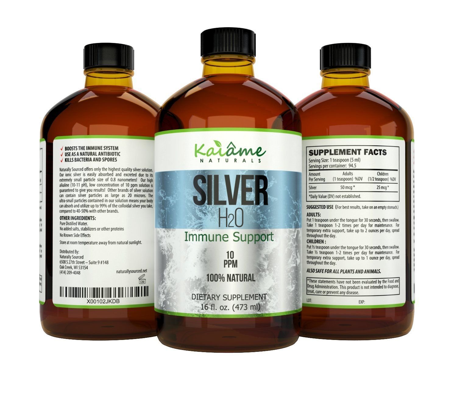 Kaiame Naturals comparación de tamaño de botella 16 oz para uso en el hogar